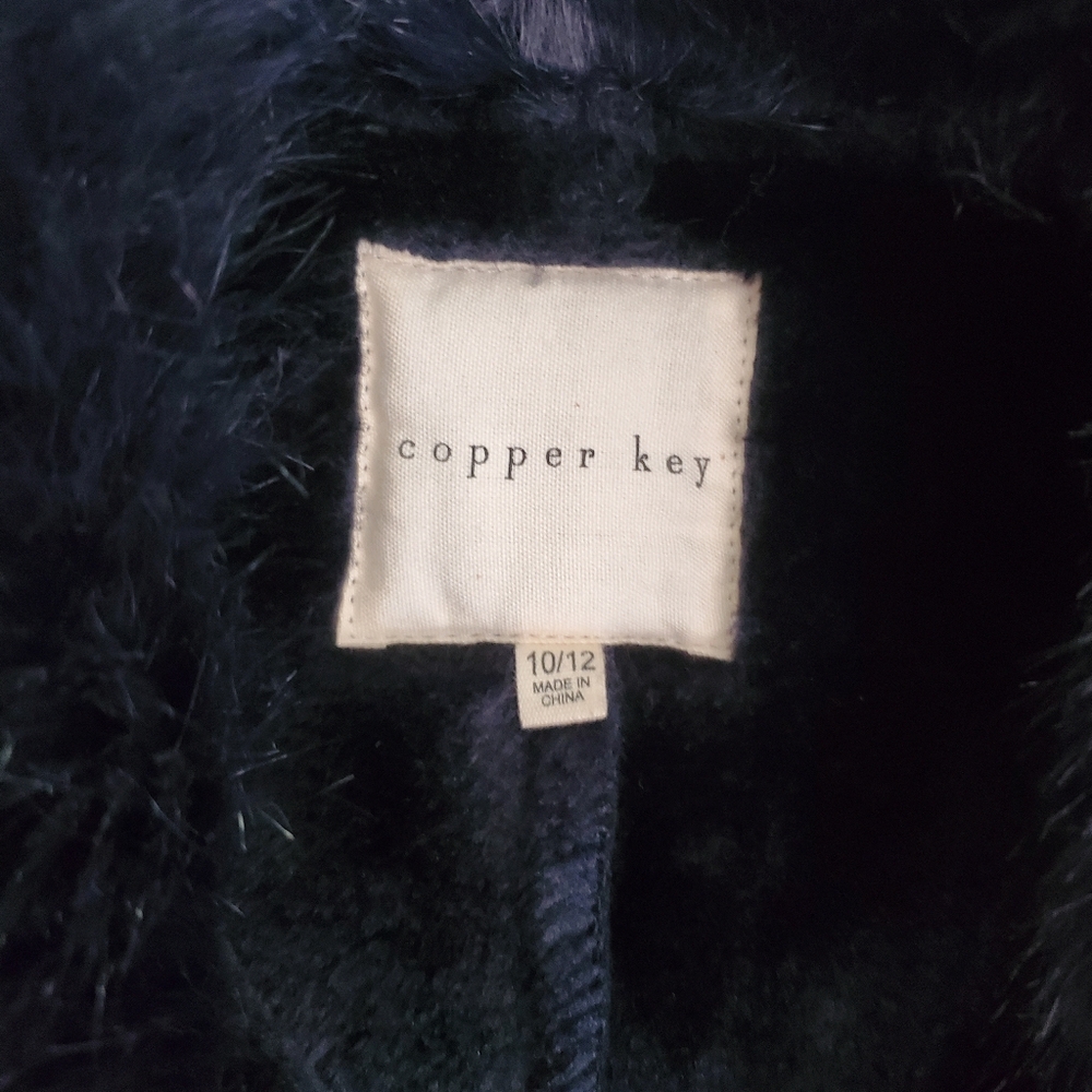 Copper Key Navy Blue faux Suede & Fur Girls Vest Size 10/12 - Picture 5 of 7